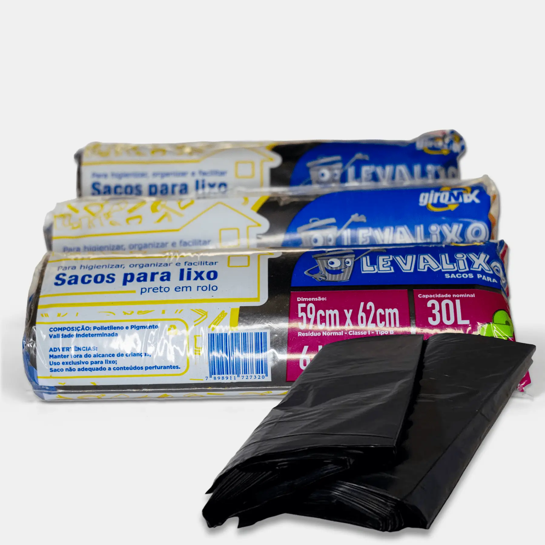Saco para Lixo Levalixo Preto - Pacote com 20 Unidades