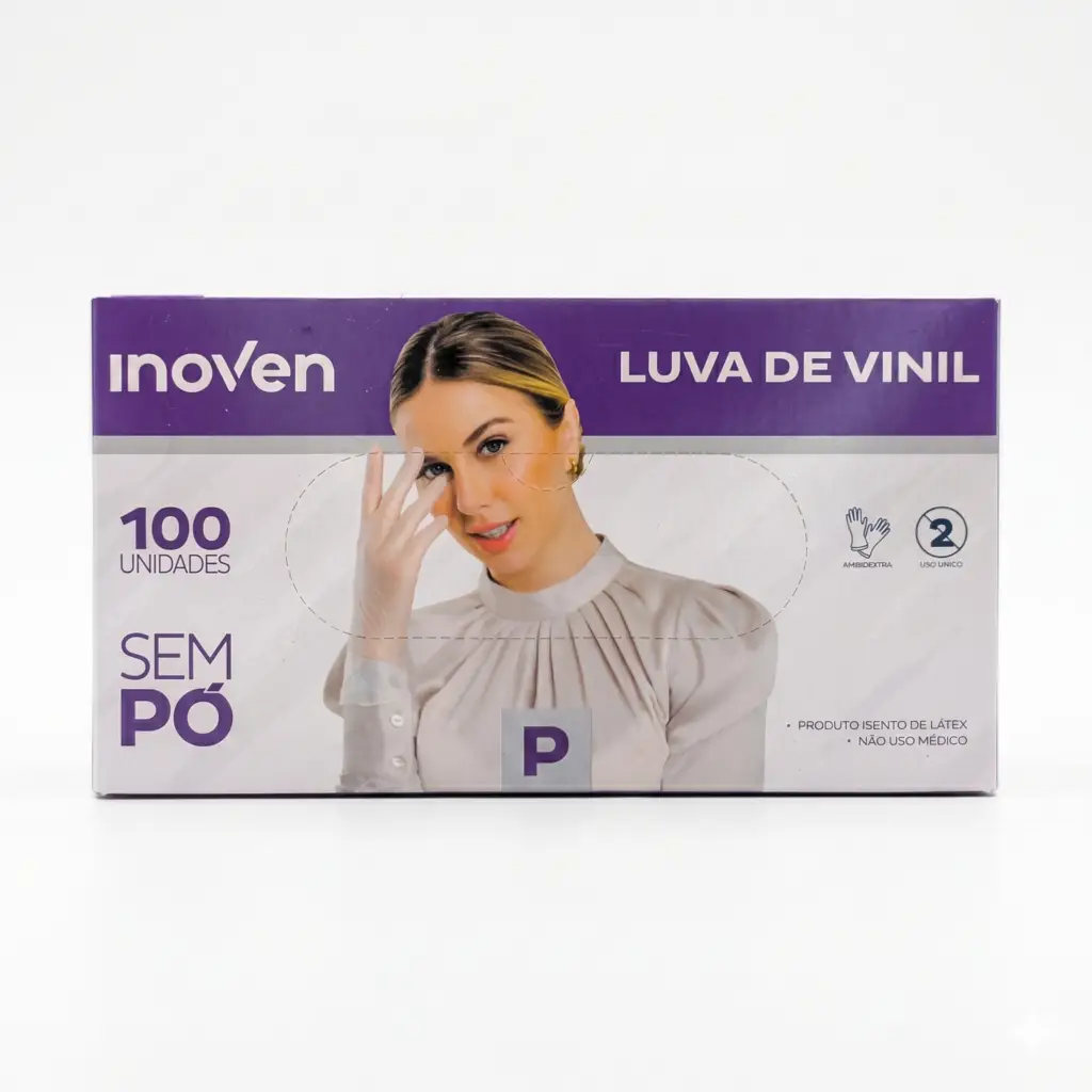 Caixa master da luva vinílica transparente sem pó Inoven, 1.000 unidades